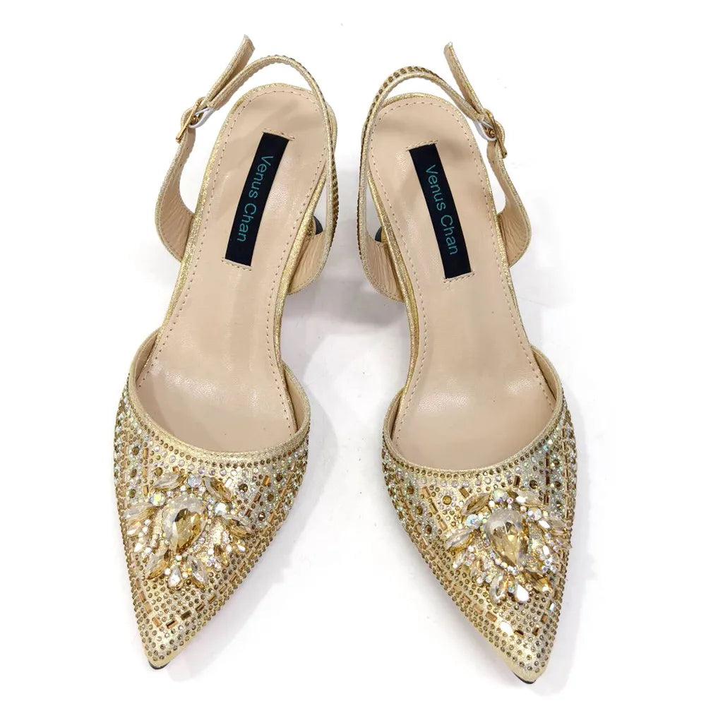 New Fashion Women's Summer Elegant High Heels Women's Sandals Luxury Wedding Italian Women's Party Shoes All Diamond