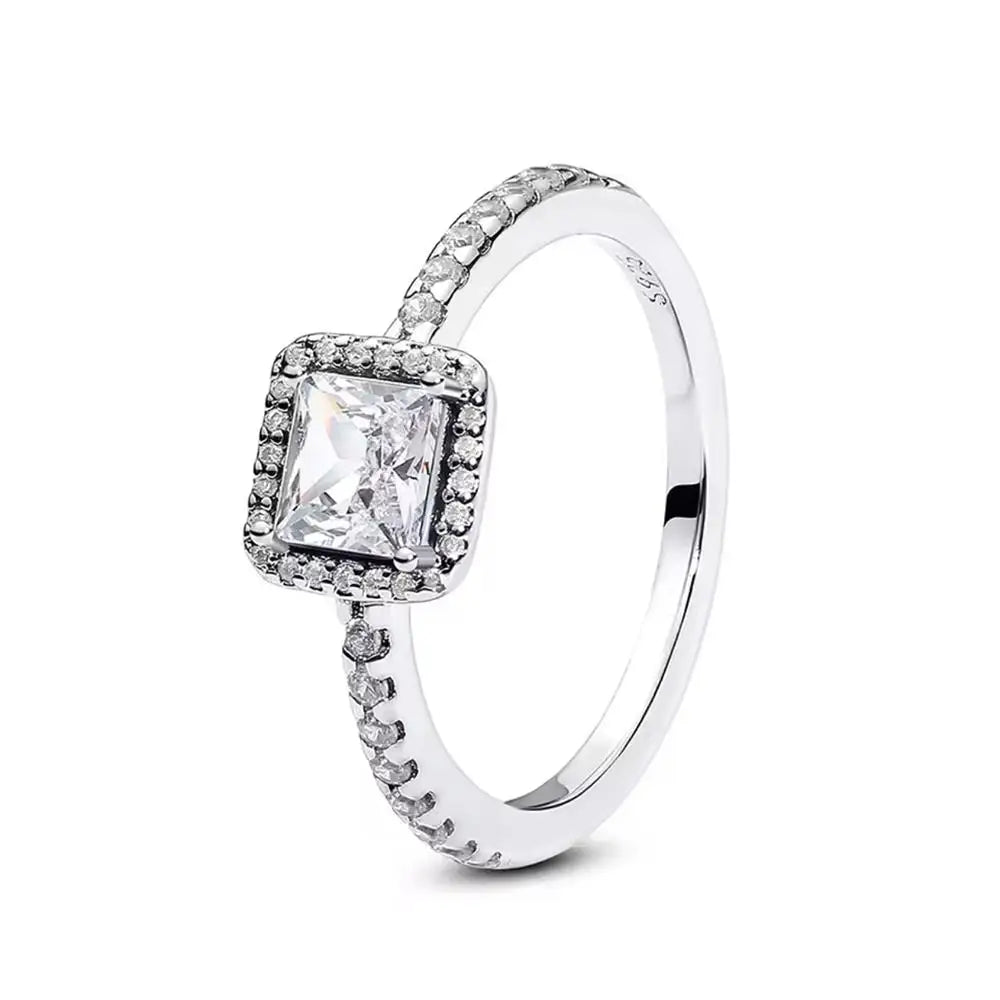 New 925 Sterling Silver Rings Stackable Infinite Silver shining Zircon Ring For Women Wedding Anniversary Birthday Jewelry Gift