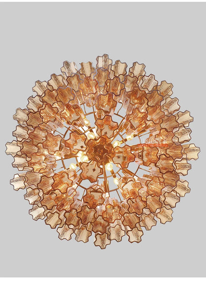 Round Murano Glass Ceiling Chandelier For Dining Living Room Bedroom Foyer Amber Glass Crystal Tube Hanging Chandelier Lights