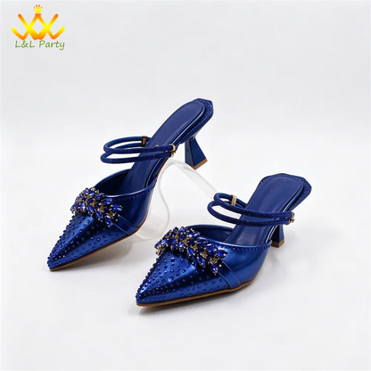 2026 Autumn New Arrivals Royal Blue Color Shoes and Bag  Set Special Design Fashion for Wedding Party
