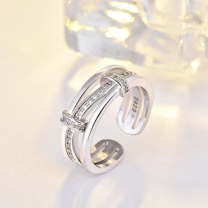 Original 925 Sterling Silver Ring High Quality Adjustable Opening AAA Zircon For Women Wedding Fine Fashion Jewelry Gift