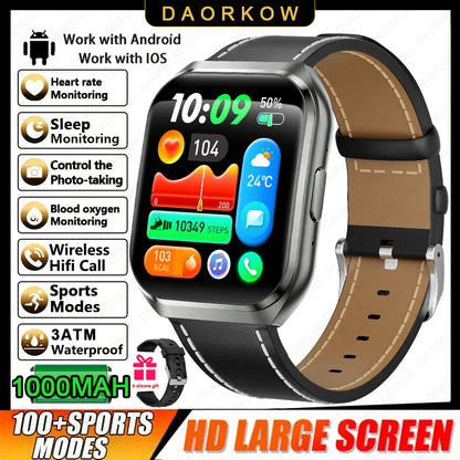 New Smart Watch Man 1000mAh Long Standby Outdoor Smartwatch Men IP68 Waterproof Heart Rate Sport BT Call Big Battery Smart Watch