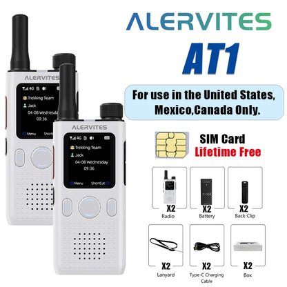 ALERVITES PoC AT1 Global Mini Walkie Talkie Baofeng Radio 4G APP Setting Type-C Charging Ultra-light Thin Single Call Nationwide