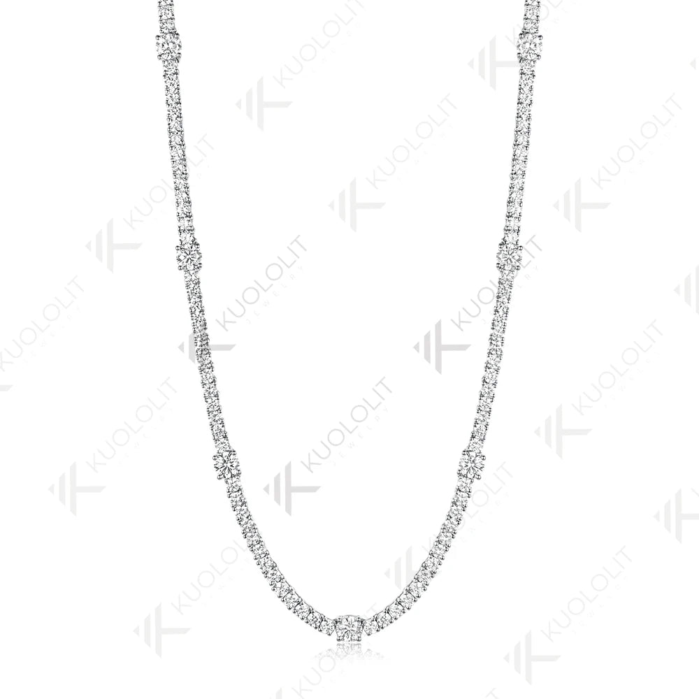 Kuololit 9CTW Moissanite 4 Prong Custom Necklace for Women 14K 10K White Gold Necklace for Anniversary Engagement Christmas Gift