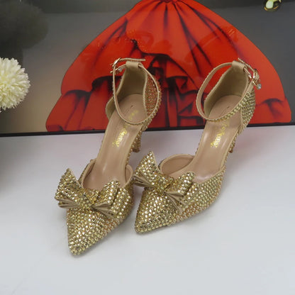 Champagne Golden Pearl Bridal Wedding shoes with matching bags woman Open Toe party dress shoes Platform shoes and bag