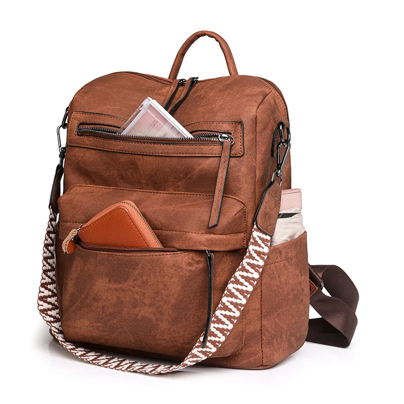 Trendy Women's Backpack Soft Leather Versatile Shoulder Crossbody Bag Large Capacity Travel Backpack Designer Luxury Storage Bag