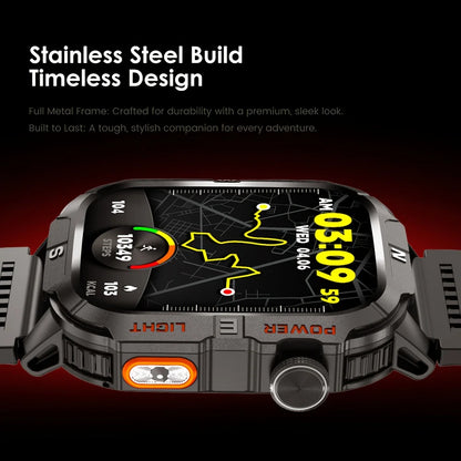 2026 New Outdoor Military Men's Smartwatch Is Equipped With GPS LED Lighting, A Compass, Wireless Communication, IP68 Waterproof