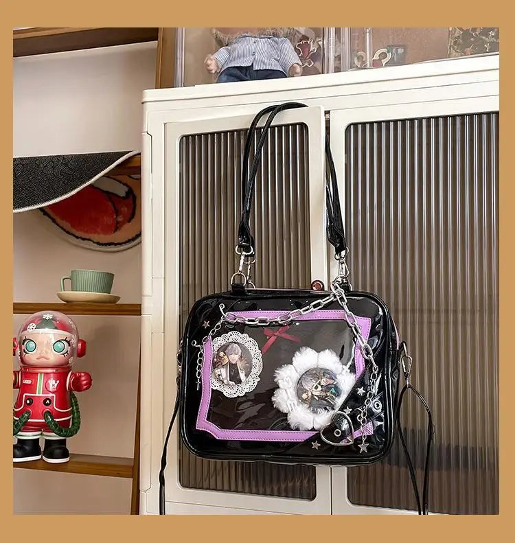 JIAERDI Sweet Cool Hot Girl Subculture Ita Bag Women Gothic Chain Crossbody Bag Ladies Large Capacity Black Shoulder Bags Y2K
