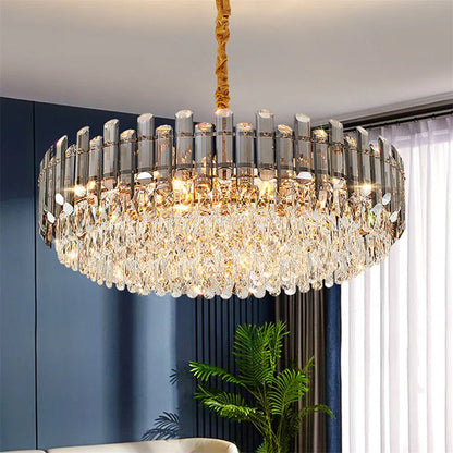 Modern K9 Crystal Chandelier Round Ceiling Fixtures Pendant Lights Living Room Bedroom