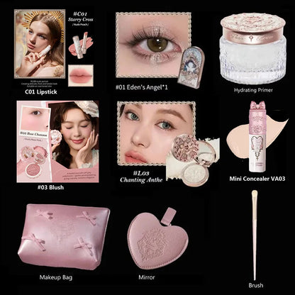 Flower Know Makeup Set Little Angel Collection Make Up Gift Box Eye Shadow Blush Matte Lipstick Highlighter Full Kit All In One