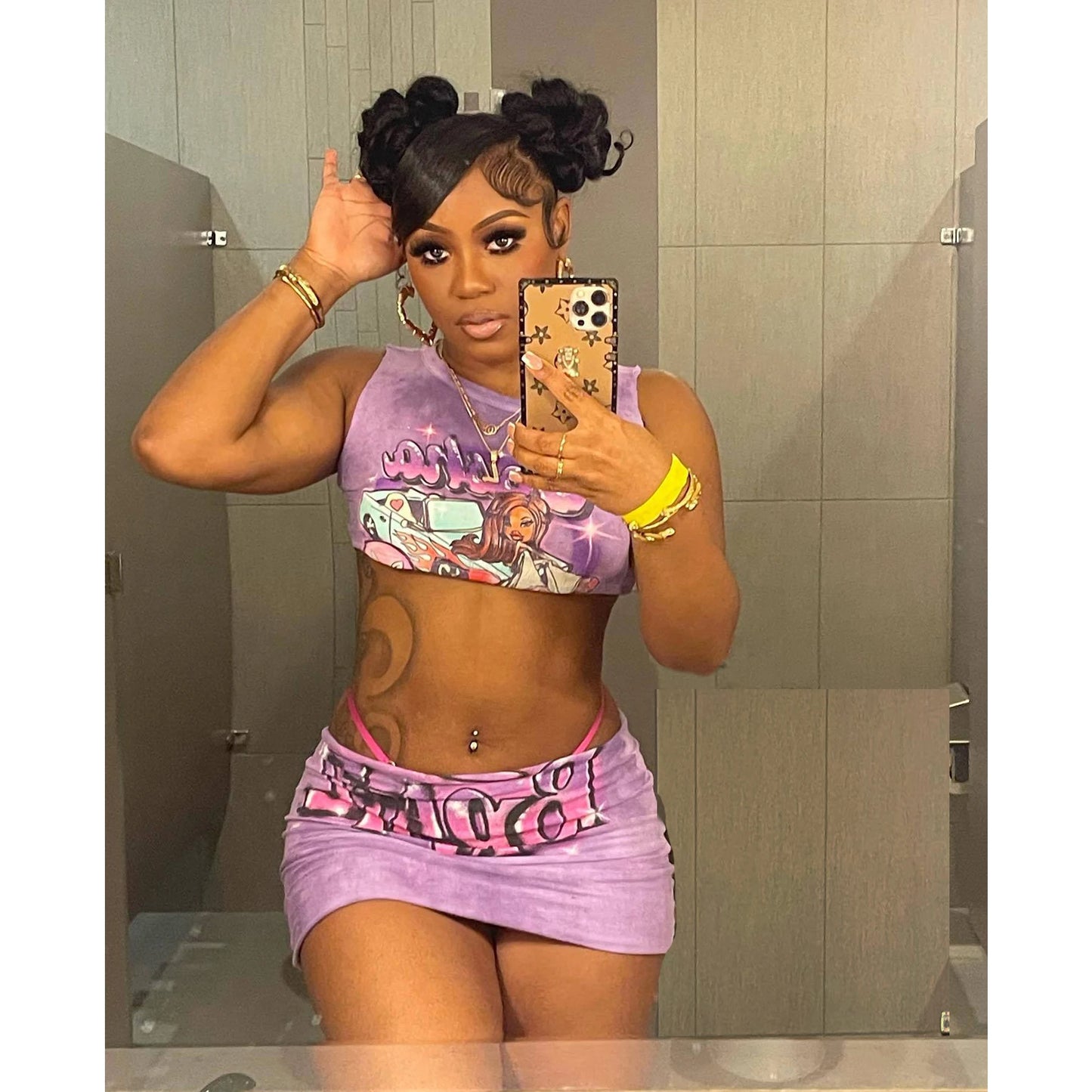 Sexy Y2K 2 Piece Skirt Sets Clothes Outfit 2023 Streetwear Fashion Dress Summer Crop Graphic T Shirts Top Women Two Piece Set