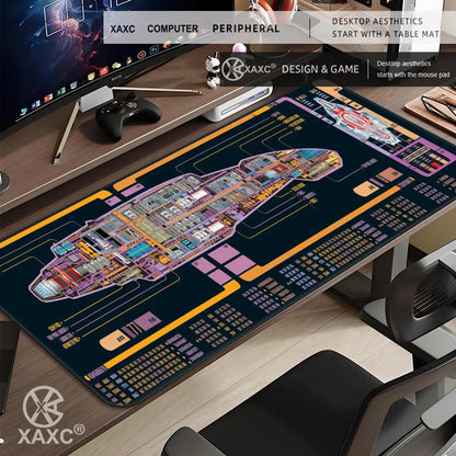 Black S-Stars T-Treks Mouse Pad Large Keyboard Mouse Desk Pad XXL Non-Slip Rubber Gaming Mouse Pad Laptop Mouse Carpet XAXC