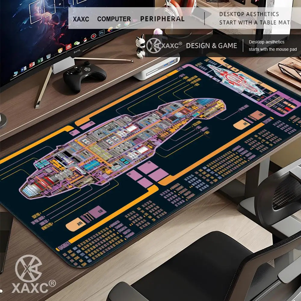 Black S-Stars T-Treks Mouse Pad Large Keyboard Mouse Desk Pad XXL Non-Slip Rubber Gaming Mouse Pad Laptop Mouse Carpet XAXC