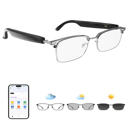 GS13 Smart Bluetooth Glasses with Color-Changing Lenses AI Translation & Open-ear Audio Hands-Free Calls for Travel And Work