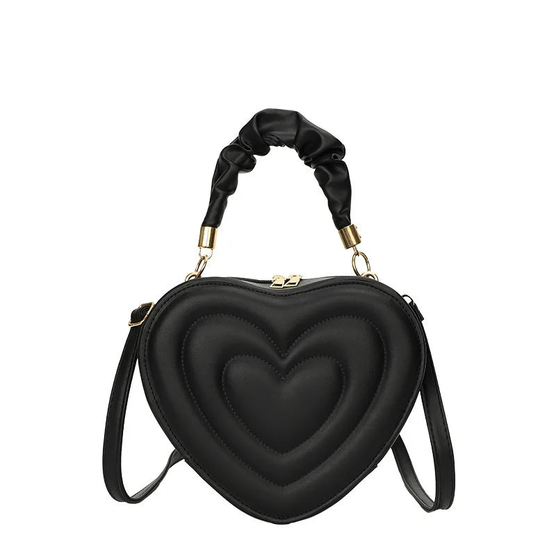 1Pcs Fashion Love Heart Shape Shoulder Bag Small Handbags Designer Crossbody Bags For Women Solid Pu Leather Top Handle Bag