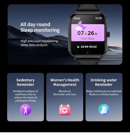 LIGE Fashion 1.83" HD Screen Smart Watch Women Bluetooth Call IP68 Waterproof Ladies Watches Daily Health Monitor Smartwatch New