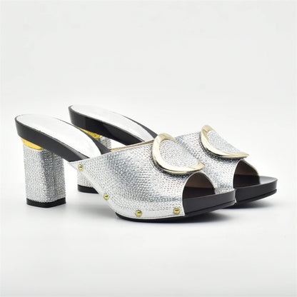 African Women Shoes and Bags Sets with Rhinestone Plus Size Heels 43 Nigerian Party Pumps Luxury Shoes Wedding Shoes Bride