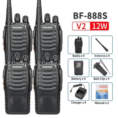 2/4PCS Baofeng BF-888S V2 Walkie Talkie Dual Band Portable Long Range UHF 400-470MHz USB/EU/US Ham Two Way Radio for Hunting
