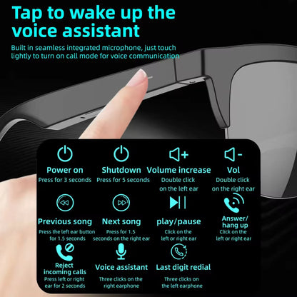 2026 New Smart Glasses Bluetooth 5.3 Music Control Wireless Call Answer Anti UV Sunglasses Camping Cycling For Men Women