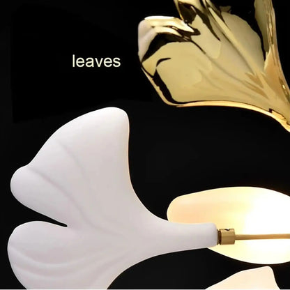 High Ceiling Ginko Leaf Chandeliers for Duplex Staircase Long Gold Leaf Pendant Hanging Chandelier for Vila Table Lobby Hotel