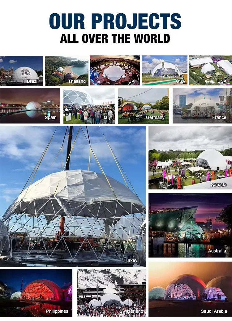 Luxury Outdoor Glamping Hotel Dome House, Hot Sale Panoramic Star Geodesic Round Tent for Summer Vacation Resort Use