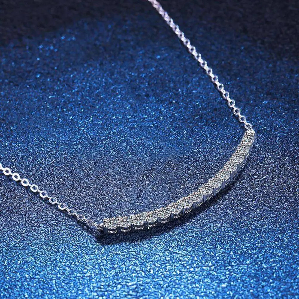 SG 0.9CT Moissanite 925 Sterling Silver Necklace For Women D VVS1 Moissanite Smile Pendant Necklace Fine Jewelry