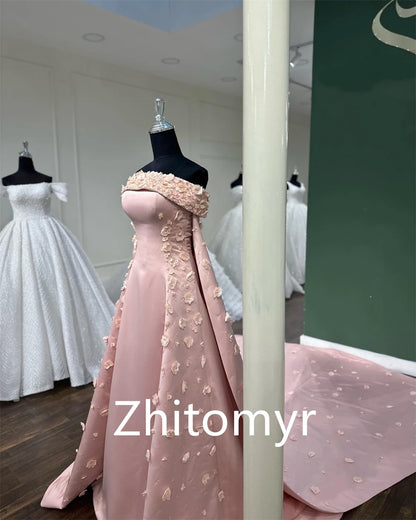 Customized Jiayigong Prom Satin Flower Wedding Party  Gown Strapless Bespoke Occasion  Long Dresses