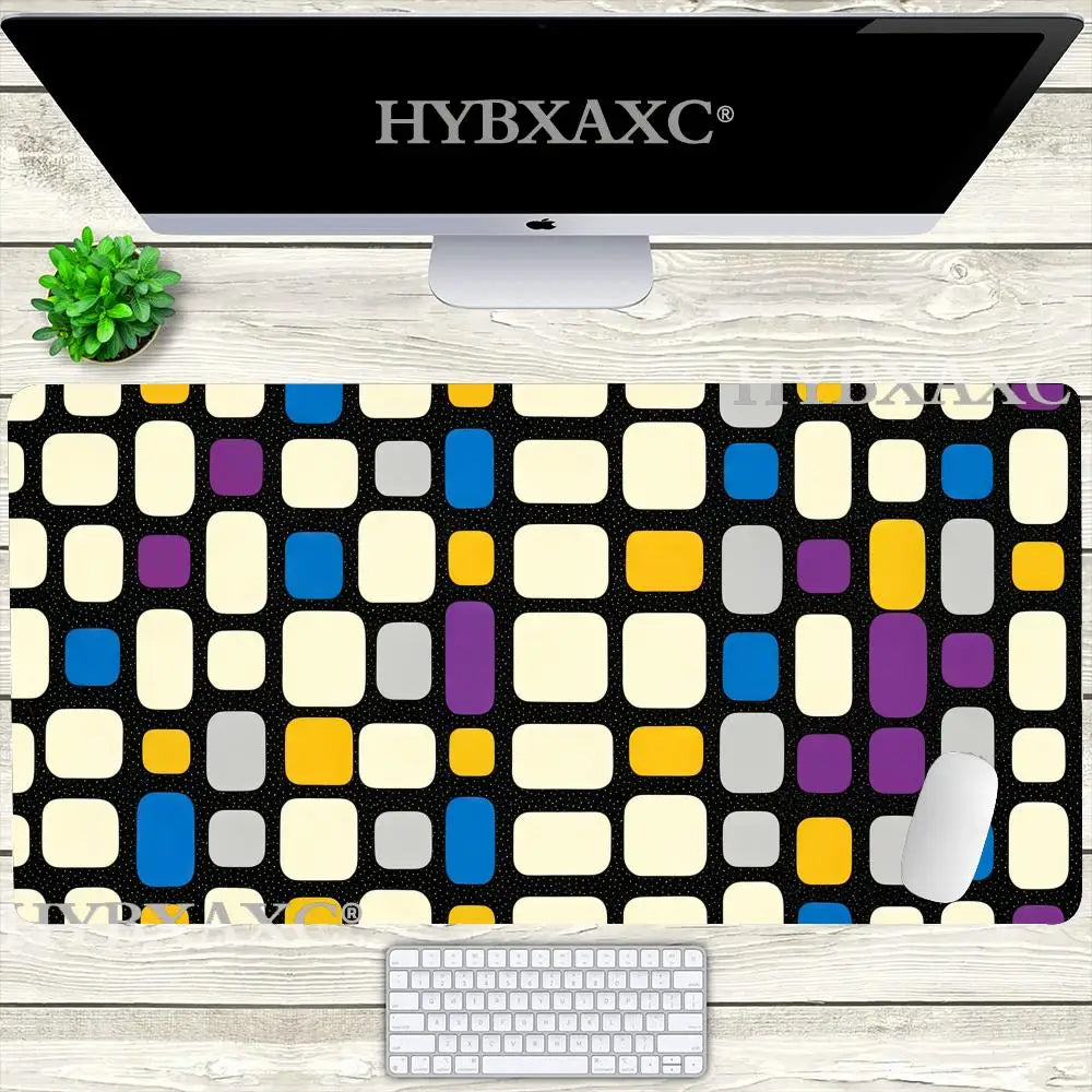 HYBXAXC Mid Century Mouse Pad Retro Tile Pattern XL Mouse Pad Modern Workspace Cute HD Desk Extended Gaming Keyboard Mats Gamer