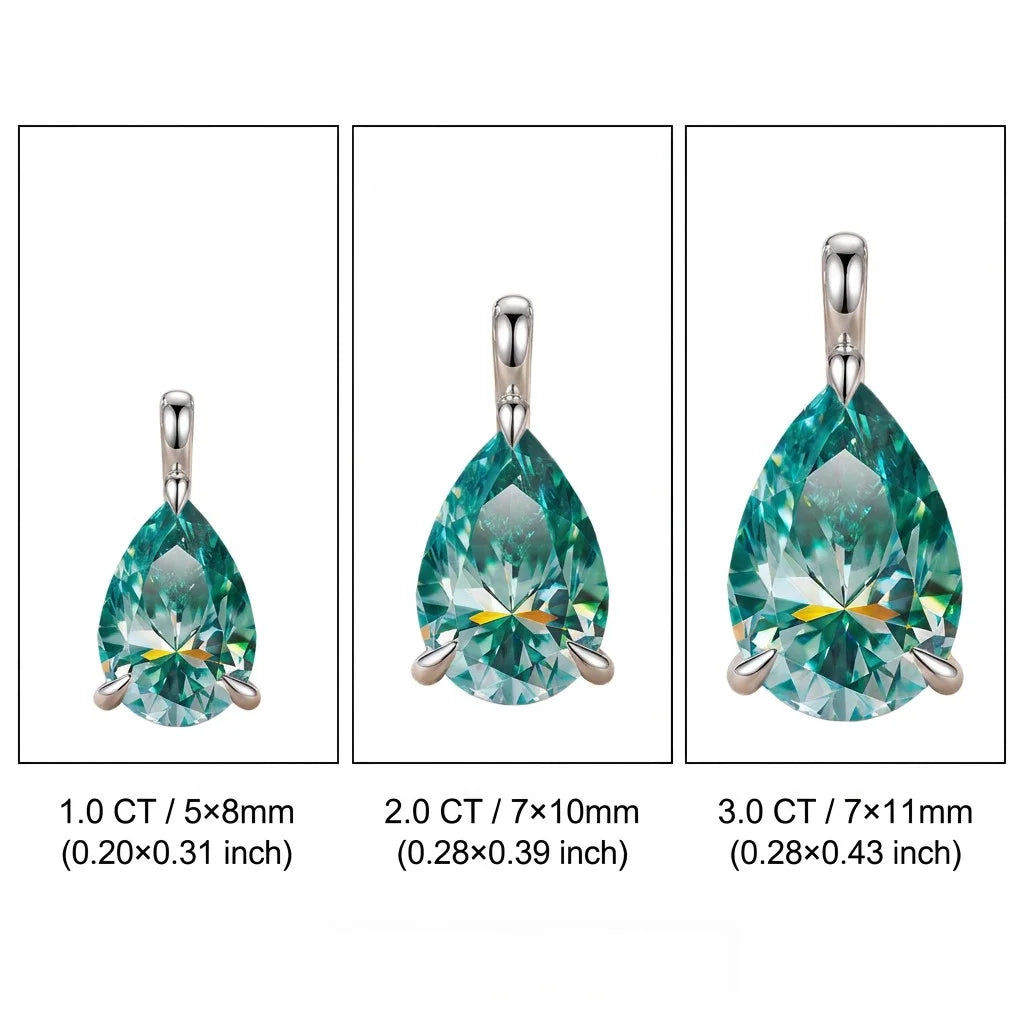 Bocarman Colorful Pear Moissanite Pendant on S925 Silver Chain GRA Iridescent Teardrop Whimsical Enchanting Gift