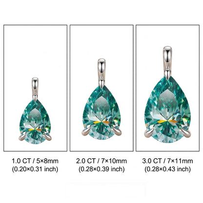 Bocarman Colorful Pear Moissanite Pendant on S925 Silver Chain GRA Iridescent Teardrop Whimsical Enchanting Gift