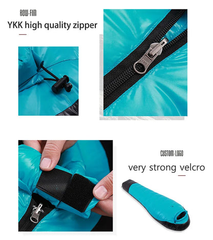 Winter Camping Sleeping Bag 800+FP Goose Down Ultralight Warm Sleeping Bag Outdoor Hiking Lightweight Waterproof Dleeping Bags