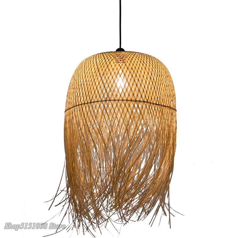 Chinese Bamboo  Hanging Chandelier Creative Lamps for Home Dining Table Room Pendant Led Lights Fixture Loft Style Decoration