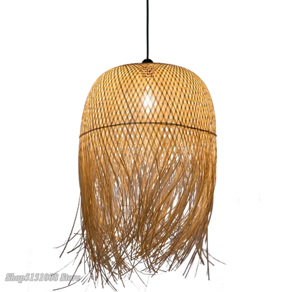 Chinese Bamboo  Hanging Chandelier Creative Lamps for Home Dining Table Room Pendant Led Lights Fixture Loft Style Decoration