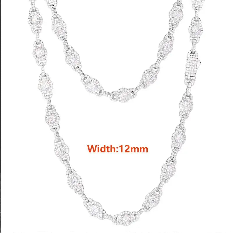 Iced Out D Color Moissanite Necklace for Man Women S925 Sterling Silver Hip Hop Link Chains Jewelry Diamond GRA Certificate