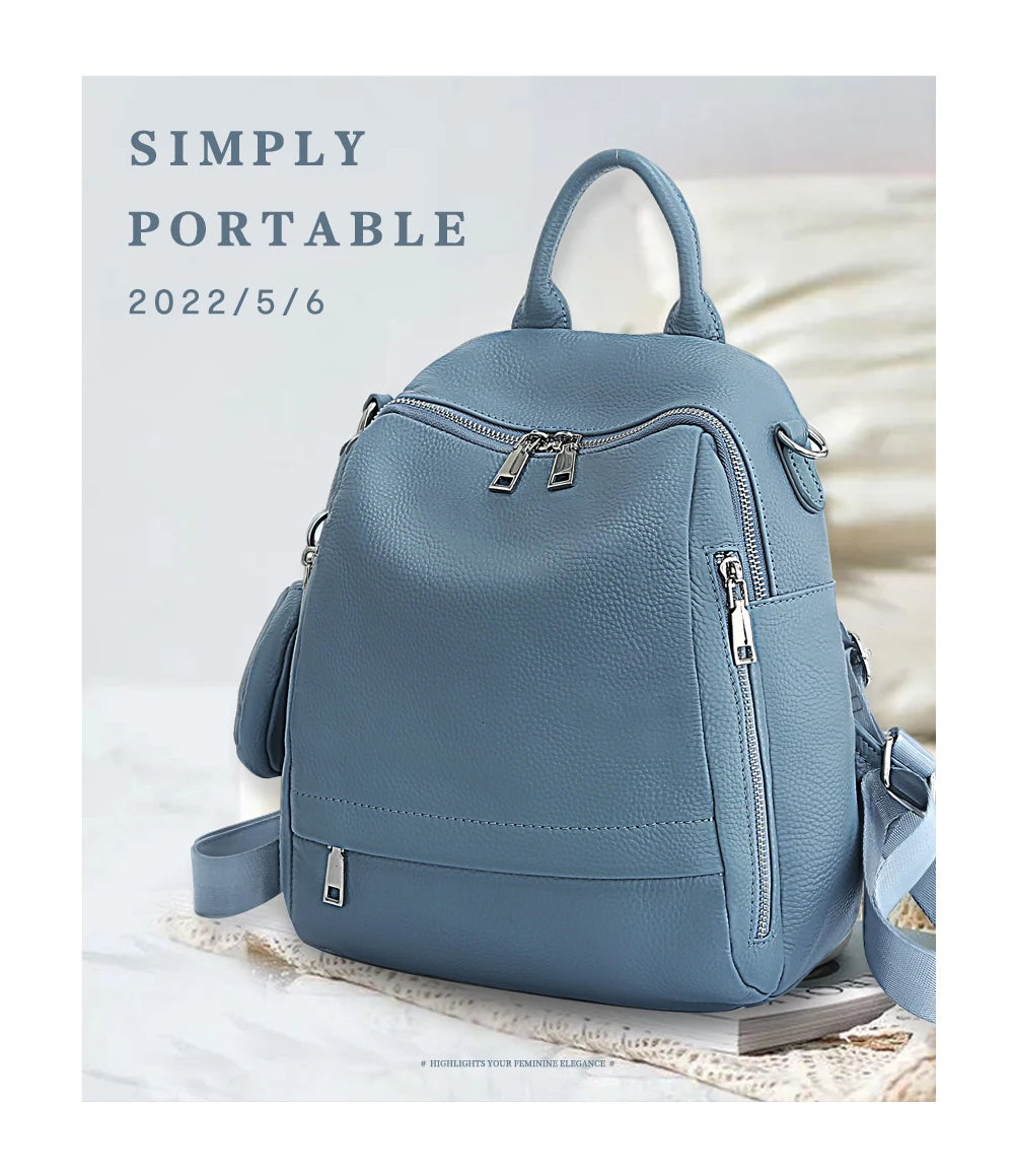 Zency Women's Genuine Leather Backpack High-Quality School Bag Travel Female Shopper Shoulder Satchel Rucksack Commuter