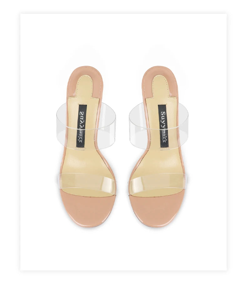 Luxury Women's Shoes Women's Sandals Summer New Open Toe Transparent PVC High Heels Shoes Ladies Fashion Elegant Sexy Pumps 8cm