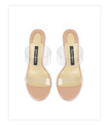 Luxury Women's Shoes Women's Sandals Summer New Open Toe Transparent PVC High Heels Shoes Ladies Fashion Elegant Sexy Pumps 8cm