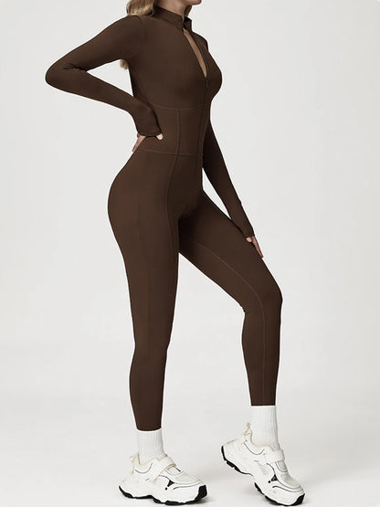 Warm Plush Sports Jumpsuits Skiing Kit Women's Tracksuit Winter One-Piece Fitness Overalls Long Sleeves Gym Exercise Bodysuit