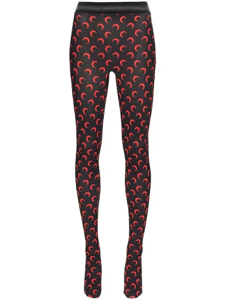 Fashionable Women Printed Elastic Jumpsuit New Summer Casual Seamless Tight Thin Women's High Waisted Leggings