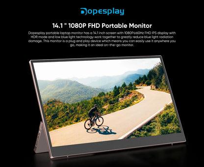 Dopesplay 15.6inch Portable Monitor FHD 1080P IPS External Screen Extender Plug Play Stand Monitors for Laptop Switch Gaming Mac