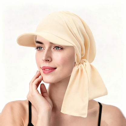 Solid Color Fashion Muslim Hijab Turban Hat for Women Visor Baseball Cap Sun Hats Headscarf Scarf Brim Femme Scarves Bandanas