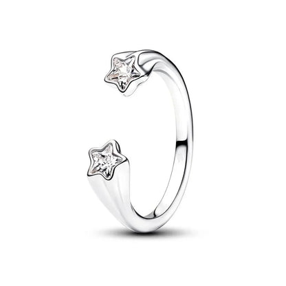 Luxury Original 925 Sterling Silver Heart Bow Pearl Flower Four Leaf Clover Ring fit Women's Fine Jewelry Valentine's Day Gifts