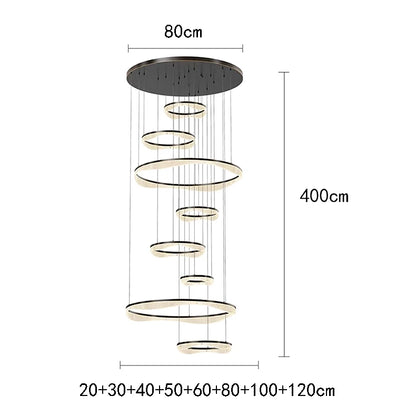 Modern ring stairs led lights pendant light lamps for living room led Chandeliers for dining room hanging light indoor lighting