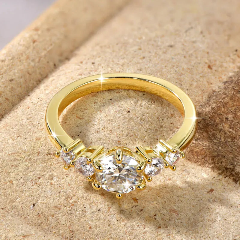 IOGOU 14K Gold Filled 1.0CT 6.5MM D Moissanite Diamond Rings Wedding Engagement Finger Band for Women Exquisite Promise Jewelry