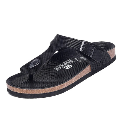 All-match Flats Beach Slippers Mens Thick Sole Men Cork Luxury Sandals Beach Vacation Comfort Shoes Slip on Flip Flops for Men