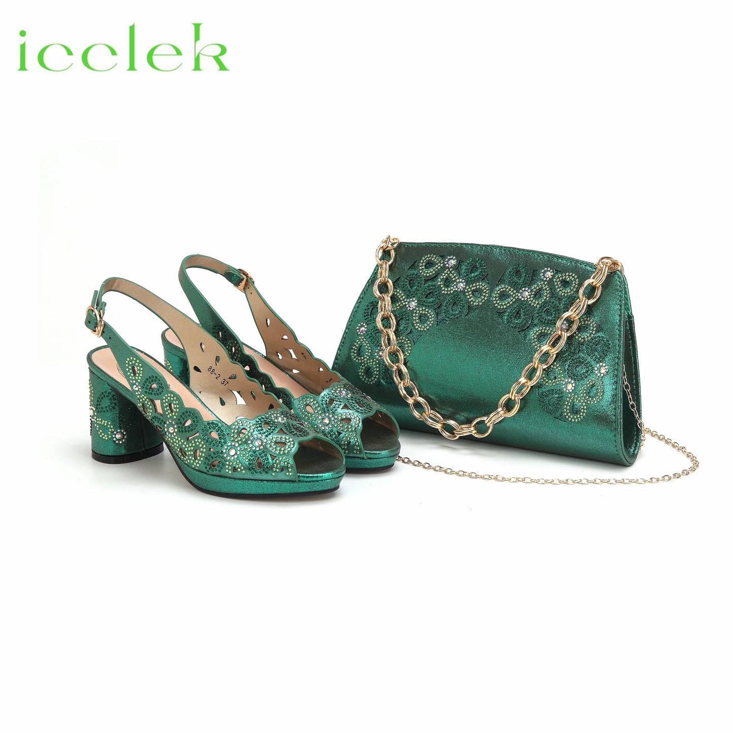 New Fashionable Coffee Color Peep Toe Ladies Shoes Matching Bag Set For Nigerian Women Wedding Party Pump