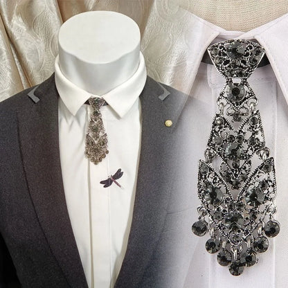 Adjustable Wedding Tie Diamond Suit Accessories Unisex Men Ties Women Necktie Formal Business Ties Metal Rhinestone Necktie