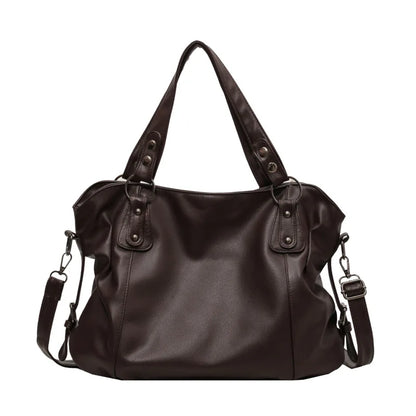 Ladies Large Capacity Brand Handbag Pu Leather Women's Retro Tote Bag Korean Fashion Shoulder Bag Winter White Zipper Handbag