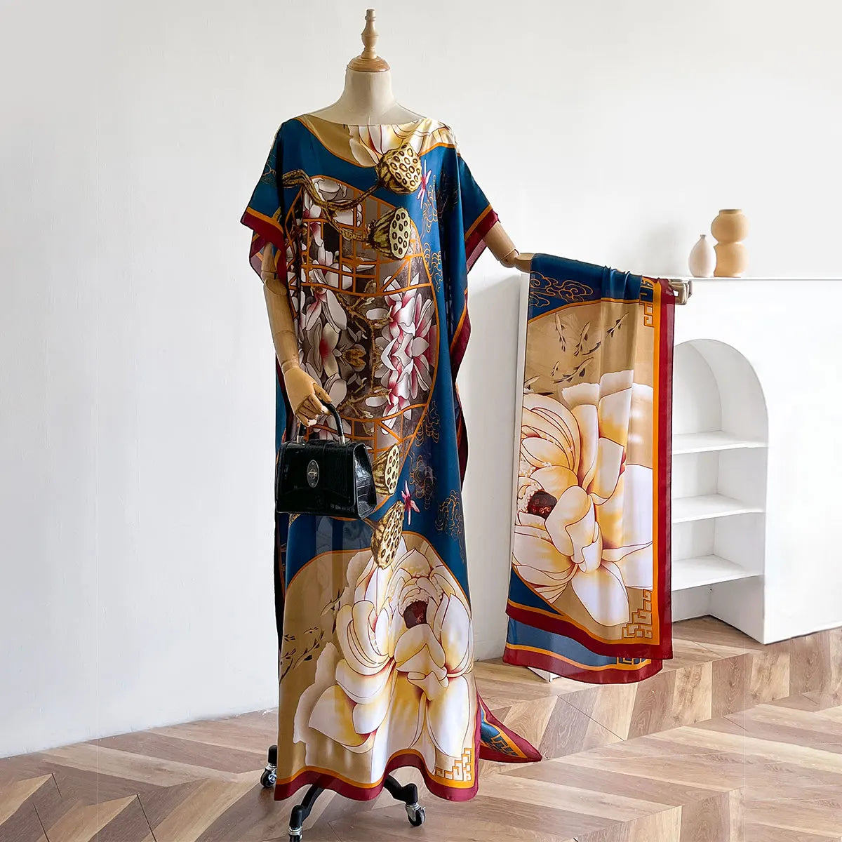 Women's Long Shawl Dubai Fashion MUMU Design Silk Soft Summer Beach Party Dress Accessory Loose Fit African Abaya MOOMOO
