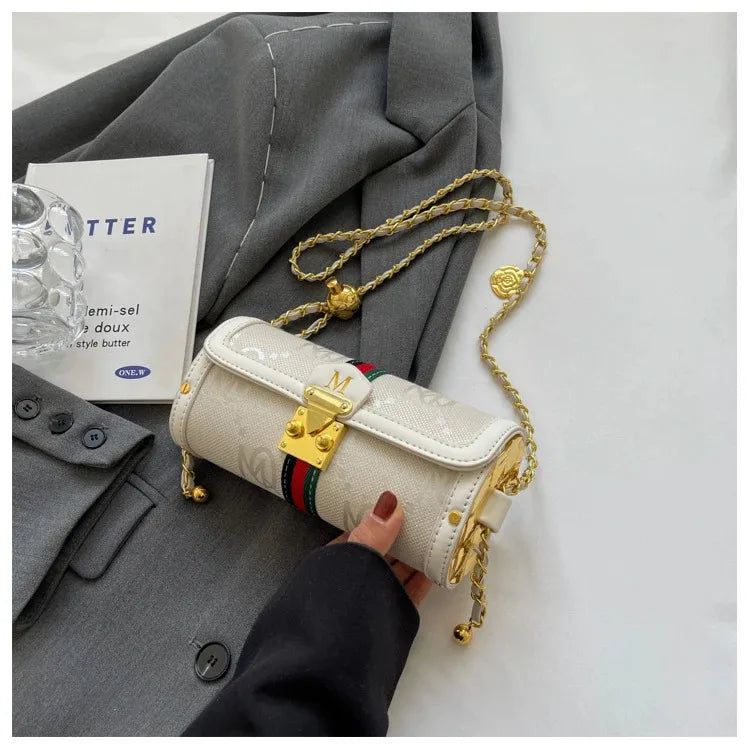 Light luxury brand-name high-end designer bag female 2025 new spring and summer niche shoulder bag messenger bag cylinder bag